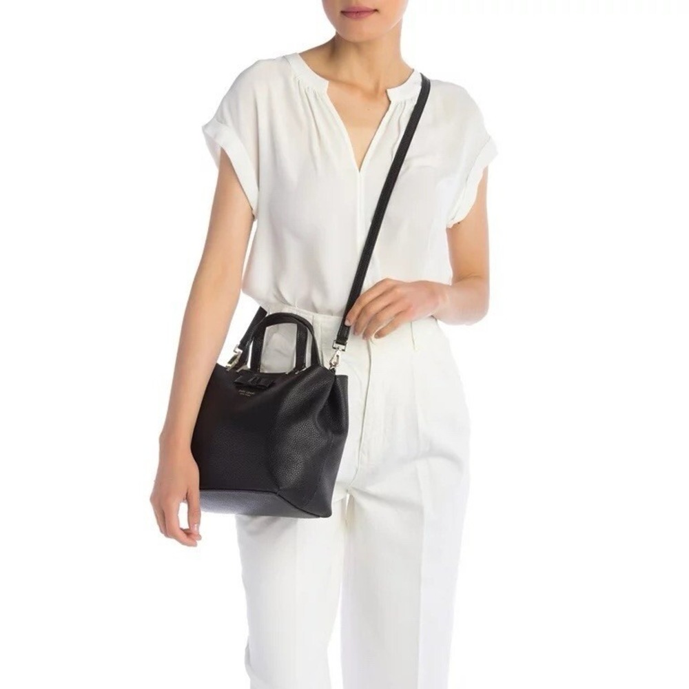 KATE SPADE Gwyn Pershing Street Wkru5495 Black Leather Satchel NWOT and Dust Ba